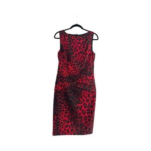 Caché‎ Red & Black Leopard Print Dress Sz. 8 Y2K